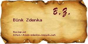 Bink Zdenka névjegykártya